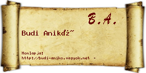 Budi Anikó névjegykártya